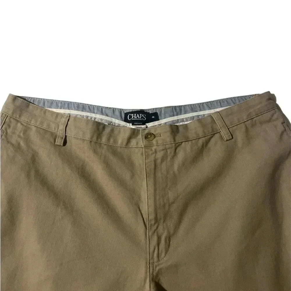 Chaps Men's Flat Front Tan Shorts